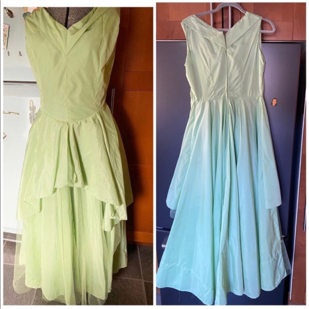 Vintage little bit wounded bird 40s/50s Prom dress celery green As is